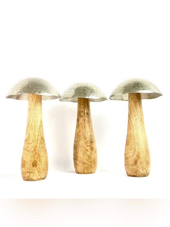 Other - Three Laurel Grove Steel Metal & Wood Toadstool Mushroom Sculpture 10”Home Decor